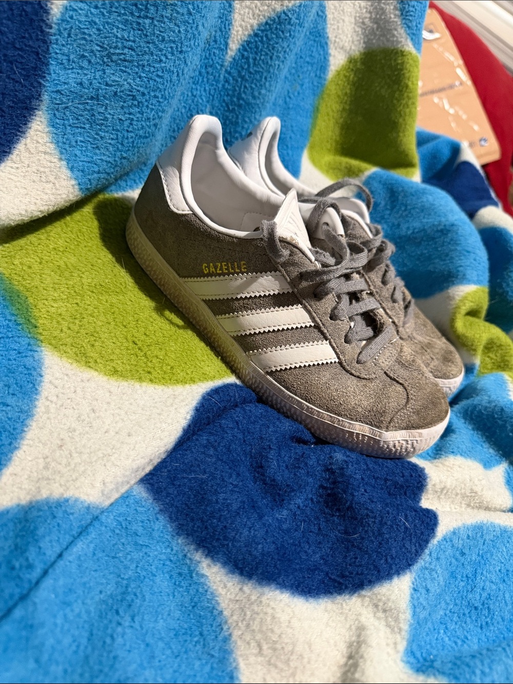 adidas Gray Suede Gazelle Sneakers with White Stripes